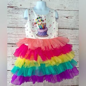 Sunny Fashion Birthday Girl Colorful Ruffled Dress